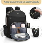 MOMUVO Diaper Bag Backpack, Quilted Baby Bag with Changing Pad and Stroller Straps and Pacifier Case, Large Travel Diaper Bags for Mom Dad,Black