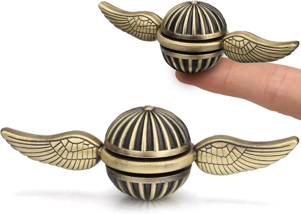 Brass Fidget Spinner Orb Anxiety Toy, Stress Relief Spin Fidgets Hand Bearing Tri Spinner for Kids Adults, Cool Ball Fingertip Gyro Spinning Top Novelty Gift for School Home Office (1PCS)