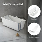 Stokke Flexi Bath Bundle, White - Foldable Baby Bathtub + Newborn Support - Durable & Easy to Store - Convenient to Use at Home or Traveling - Best for Newborns & Babies Up to 48 Months