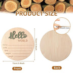 Baby Announcement Sign, 5.9 Inch Wooden Hello World Newborn Signs, Birth Announcement Sign, Baby Shower Hospital Nursery for Newborn Boys and Girls (Forest Green)