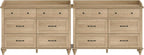 WAMPAT 2-in-1 Baby Dresser with 12 Drawers for Kids Dresser, Farmhouse Wooden Double Dressers for Bedroom, Oak 6 Drawer Dressers Set Organizer for Children’s Bedroom, Nursery Furniture