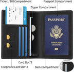 Ringsun Leather Passport Cover for Men Women, RFID Passport Wallet Case Travel Passport Holder for Family