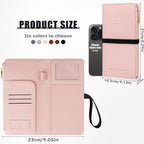 Travel Passport Wallet, RFID Blocking Passport Holder with Zipper, Passport Cover for Women Men, PU Leather Travel Document Organizer with Card Slots, Gift for Family Friends, Pink