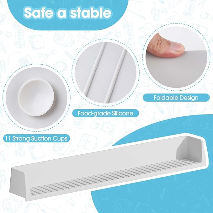 Bathtub Splash Guard for Kids - 31.4 Inch Extra Wide Bath Splash Barrier with 11 Strong Suction Cups, Flexible Silicone Tub Ledge Organizer to Keep Bathroom Floor Dry(Grey)