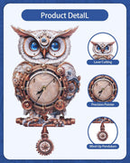 3D Wooden Puzzles for Adults, 3D Puzzles Owl Clock Kit (with Pendulum), Mechanical Owl Wooden Puzzle for Adults Teens Home Wall Decor Clock Gifts for Women Men