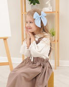 8 Pcs doboi Baby Girls Hair Clips Big Fable Hair Bows Cotton Linen Bows for Girls Hair Accessories for Baby Toddlers Kids-5.5 Inch