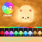 LOVERUIS Cute Night Light for Kids Cat Night-Light Baby Girl Squishy NightLight 1/3 Hour Timer Kitty Light Baby Dimmable Nursery Lamp Colorful Nightlight Gift for Kid Toddler Kawaii Bedroom (Kiki)