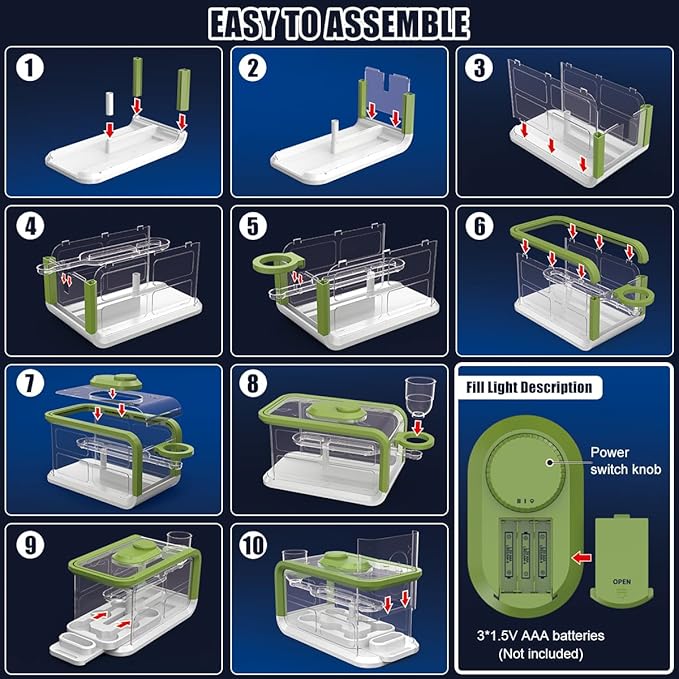 Kids Plant Growing Kit, Kids Gardening Greenhouse Growing Kit with Drip Irrigation and Grow Lights, Science STEM Toys Terrarium Kit for Boys Girls 3 4 5 6 7 8 Year Old,Kids Flower Growing Kit