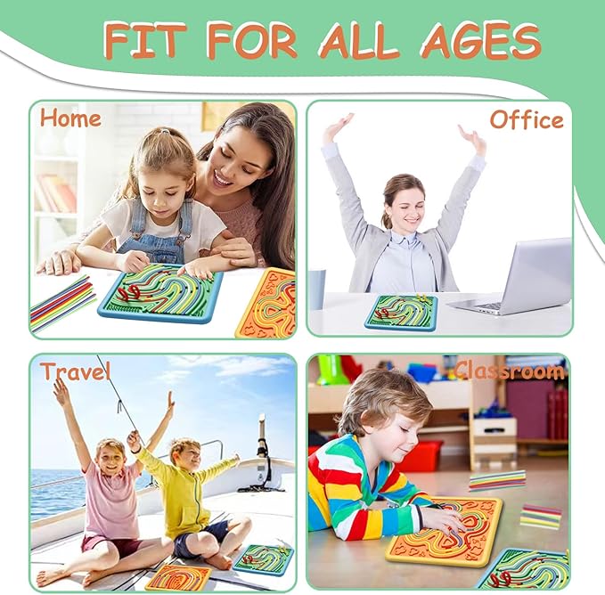 Sensory Activity Board for Kids & Adults:Double-Sided Stress Relif Sensory Board Toys with 40 Strings & Storage Bag | Quiet Fidget Board for ADHD & Autism Boys Girls Ages 3 4 5 6 7 8 9 10（2PCS