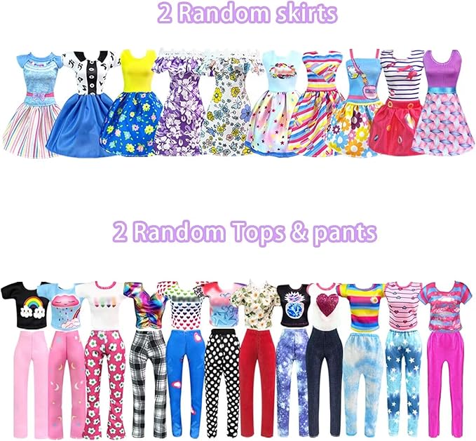 Doll Clothes and Accessories for 11.5 Inch Doll Dress Up Set with 1 Wedding Gown Dress 2 Fashion Dresses 4 Mini Dresses 2 Tops and Pants Outfits Swimsuits 10 Shoes 10 Bags Toys Gift for Girls