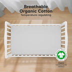 KeaBabies 2-Pack Organic Crib Sheets for Boys, Girls - 52x28 Fitted Crib Mattress Sheet Neutral, Breathable Jersey Cotton Cover for Baby Bed, Toddler Mattress, Soft & Cute Prints (French Gray)