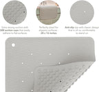HEVEA Natural Rubber Wave Bath Mat – Long 28 × 16 in - Non-Slip Shower & Bathtub Mat with 388 Suction Cups, Plastic-Free & Biodegradable (Granite)