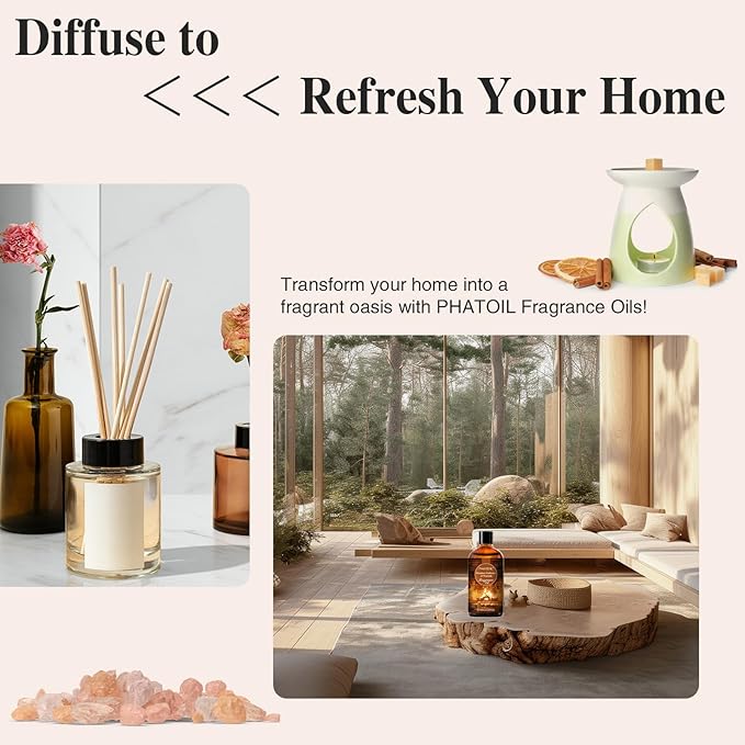 PHATOIL 3.38FL.OZ Fireplace Embrace of Warmth Fragrance Oils for Aromatherapy, Essential Oils for Diffusers for Home, Perfect for Diffuser, Yoga, Skin Care, DIY Candle and Soap Making - 100ml