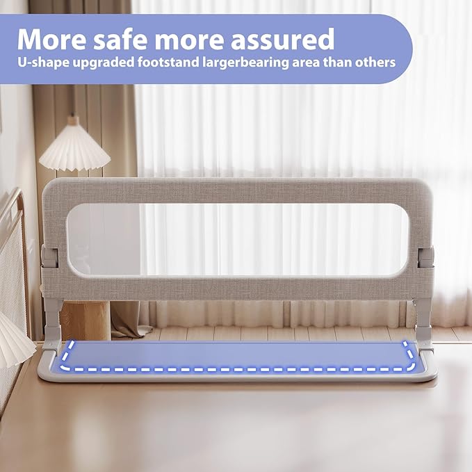 Toddler Bed Rail Guard for Baby - Toddlers Bed Rail for Queen Full King Twin Crib Bunk Size Bed Adjustable Heights & Foldable Portable Bedrail Extra Tall Child Safety Side Railing Guards for Kids(59")