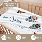 Personalized Baby Crib Bedding Set – Cartoon Astronaut Theme Nursery Bedding Sets 3 Piece with Custom Name Blanket, Fitted Crib Sheet & Changing Pad Cover – Ideal Newborn Gift for Boys Girls