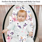 Pea Pod Infant Car Seat Insert with 3 Strap Covers, 3 in 1 Reversible Floral Baby Car Seat Head Support for Newborn, 3D Soft Minky Carseat Cushion for Preemie to Infant, Stroller, Swing, Bouncer
