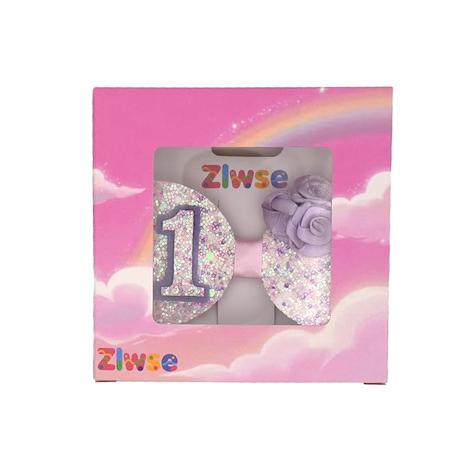 Birthday Hair Bow for Baby Girls 1 2 3 4 5 6 Years Sprinkle Decorations Party Hair Accessories Headband for First 1st Birthday Purple Rose