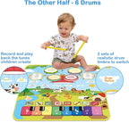 Foki 3-in-1 Musical Mats, Child Floor Piano Drum Animal Music Play Mat Montessori Sensory Early Educational Musical Learning Toys for Baby Girls Boys Birthday Toddlers 1-5 Years Old