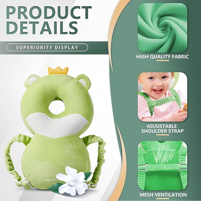 Baby Walker Head Protector Backpack Wear,Toddler Adjustable Baby Head Protection Backpack for Safety Baby Learning Walking Crawling (Dinosaurs)