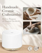 280ml Ceramic Essential Oil Diffuser,Ultrasonic Cool Mist Decorative Aromatherapy Diffuser with Auto Shut-Off,Quiet Operation,3 Timer Settings for Large Rooms,Home,Office,SPA,Yoga & Bedroom