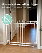 Grownsy Baby Gate for Stairs- No Bottom Bar, Adjustable Width 29.8” to 43.5” for Child and Pet, Dog Gate with Auto-Close & One-Hand Operation, Hardware-mounted Installation for Doorways and Indoor Use