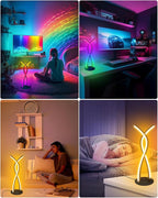 Daymeet LED Table Lamp, Modern Bedside Light Desk Nightstand Lamp RGBICW Color Changing Dimmable with Remote Music Sync Smart Bluetooth APP Control Night Light 5V USB Unique Desk Lamp for Bedroom Home
