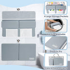 URMYWO Bath Kneeler and Elbow Rest Pad Set - 1.5" Thick Baby Bath Kneeler Pads with Toys Organizer, Anti-Slip Cozy Knee & Arm Support Bathtub Mat, Quick Dry Kneeling Pad for Baby Bath Time