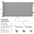 Cumbor 55" Wide Retractable Baby Gates for Doorways, Mom's Choice Award - Mesh Dog Gate for The House, One-Hand Opening Safety Child Gates for Stairs, Pet Puppy Fence Indoor & Outdoor, Gray