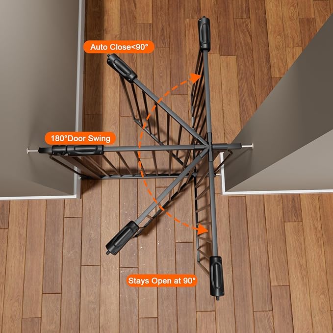 HOOEN 30" Tall Extra Wide Baby Gate for Stairs Doorways 57.5 to 62 Inch Large Long Dog Gates Tension Baby Gate Walk Through Child Gates for Kids or Pets Indoor Safety Gates
