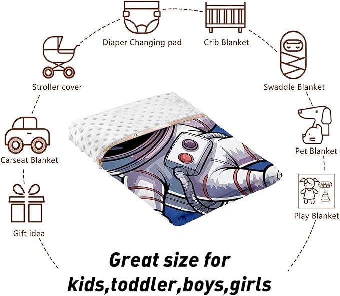 Personalized Baby Crib Bedding Set – Blue Astronaut Theme Nursery Bedding Sets 3 Piece with Custom Name Blanket, Fitted Crib Sheet & Changing Pad Cover – Ideal Newborn Gift for Boys