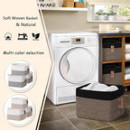 COMFY-HOMI 3PACK Cotton Rope Square Basket with Handles for Shelves|Dog Toy Bin and Storage|Baby Gift|Shoe Organizer|New 13.5" x 11" x 9.5" for Living Room (Black/Jute)