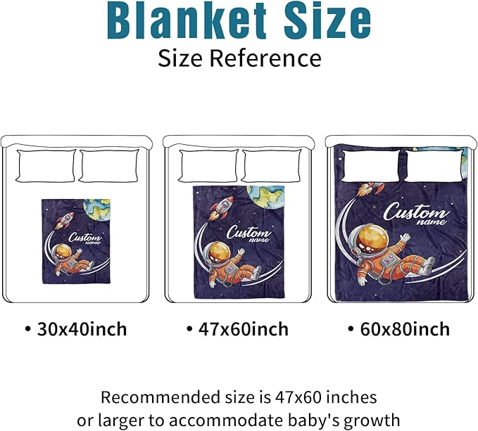 Personalized Baby Crib Bedding Set – Astronaut Rocket Pattern Nursery Bedding Sets 3 Piece with Custom Name Blanket, Fitted Crib Sheet & Changing Pad Cover – Ideal Newborn Gift for Boys