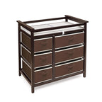 Badger Basket Modern Baby Changing Table with 6 Storage Drawers and Pad, Diaper Change Station - Espresso