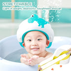 Shower Cap for Kids, Baby Toddler Hair Washing Shield, Visor Hat for Eyes and Ears Protection for 0-9 Years Old Children, Cute shape Shampoo Cap Makes the Baby Bath More Fun (Dinosaur, Blue)