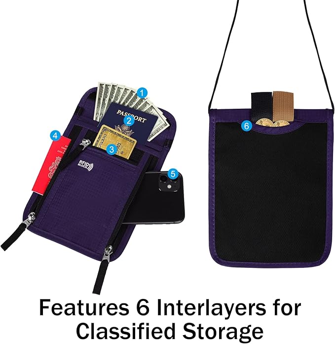 Travel Pouch Neck Wallet Family Passport Holder Organizer Case with RFID Blocking