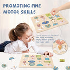 Adena Montessori Wooden Shape Peg 16 Piece Puzzle for Toddlers 2-4,Montessori Colorful Shapes Sorter Board,Geometric Color Matching Toys for Girls Boys 18-24 Months,Baby & Toddler Eearly Learning Gift