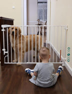 Babelio No Bottom Bar & Easy to Remove Baby Gate, 35.5-55" Extra Wide Hardware Mounted (Drill Needed)| Wide Walk-Thru| Auto-Close Safety Dog/Pet Gate for Stairs & Doorways (White, 35.5-55" W, 30" H)