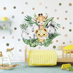 37.95x33.13 Inch Watercolor Jungle Animal Wall Decal Forest Animal Tiger Elephant Giraffe Zebra Wall Sticker Removable Safari Animal Wall Decal for Baby Nursery Playroom Bedroom Classroom Wall Decor