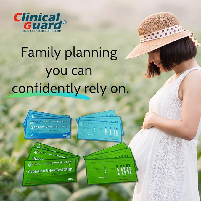 Clinical Guard 20 Ovulation Test Strips and 5 Early Pregnancy Test Strips Combo Rapid HCG Test Fertility Ovulation Predictor Kit (25 Count) - Azure/Sage