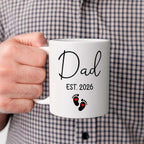 Personalized Picture & Name Baby Coming White Coffee Mug 11 Oz 15 Oz, Promoted To Dad EST. 2026 Accent Cup Gift For Pregnancy Announcement, Customized Coffee Cup New Dad/First Time Expecting Daddy