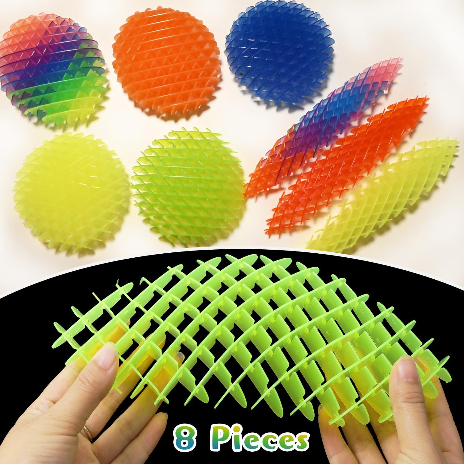 Fidget Worm Toy 8 PCS - Fidget Toys,Multicolor Stress Relief Fidget Toys,Sensory Slug Fidget Toy,Resistance Fidget Toys,Anxiety Relief Toys for Kids & Adults,Elastic Mesh Toys (8 Colors Packing)