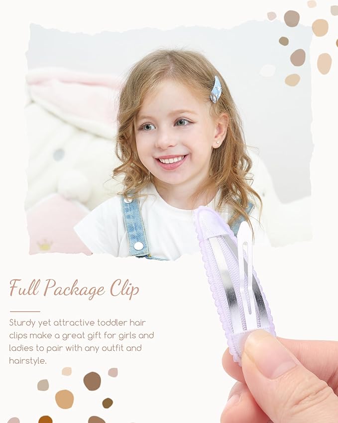 doboi 40 Pcs Floral Print Snap Hairpins, Hair Bows Clips, and Barrettes for Girls - Non-Slip Wrapped Flower Clips Hair Accessories