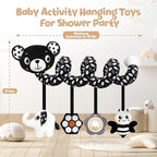 Car Seat Toys for Babies 0-6 Months,Hanging Rattle Toys for Crib Mobile, Baby Spiral Hanging Stroller Black and White High Contrast Toys for Newborn 0 3 6 9 12 Months Baby Boys Girls (Bear)