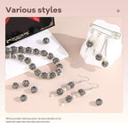 105pcs 10mm Rhinestone Beads for Jewelry Making, Hematite Shiny Round Disco Ball Beads Bulk, Sparkle Crystal Clay Christmas for Bracelet Baseball Necklace Earring Crafting and DIY