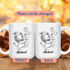 Personalized Lion Lover Coffee Cup 11 Oz 15 Oz, Lion Wild Animal Ceramic Coffee Mug Gift For Kids Child on Birthday Holiday, Custom Name Lions White Accent Teacup, Animal Travel Mug Gift For Friends