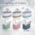 KiddyCare Diaper Caddy Organizer for Baby Nursery Basket with Handle Lid | Nursing bag with Changing Table Organizer Cart | Newborn Caddy | Blue PTRN X-Large