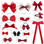 18pcs red hair bows for girls.Red bow with alligator hair clip,hair ties,snap clip hairpins.Handmade hair accessories for girls gift set