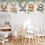 Jungle Animal Wall Decals,Jungle Animals Monkey Elephants, Lions, Zebras, Giraffes Vine Leaves Wall Stickers,Zoo Sticker for Kids Baby Boys Room Nursery Bedroom Playroom Home Decoration.
