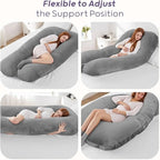 Nuliie Pregnancy Pillow for Sleeping, U Shaped Full Body Pillow Pregnancy Pillows, Maternity Pillow Support for Back, HIPS, Legs for Pregnant Women, with Washable Velvet Cover (Grey)