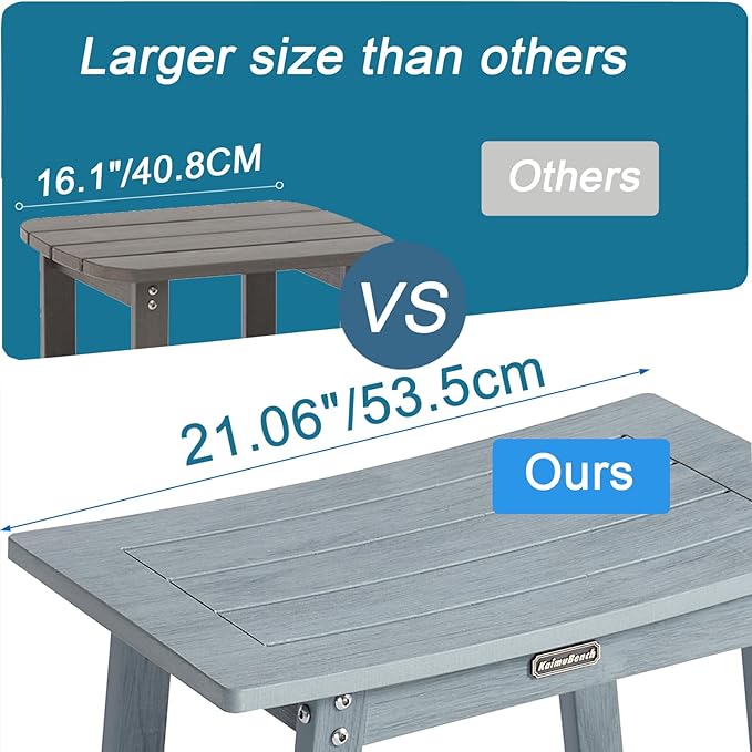 Large Shower Bench Seat, HDPS Shower Stool for Inside, Waterproof Spa Bath Chair for Shaving Leg, Weather Resistant/Non-Slip, Indoor/Outdoor Use, No Maintenance, Gray